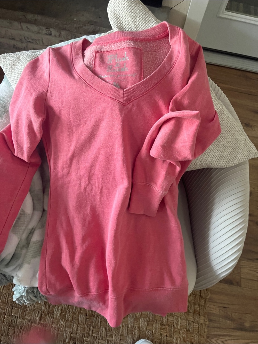 Girls' V-Neck Pink Long Sleeve Sweatshirt